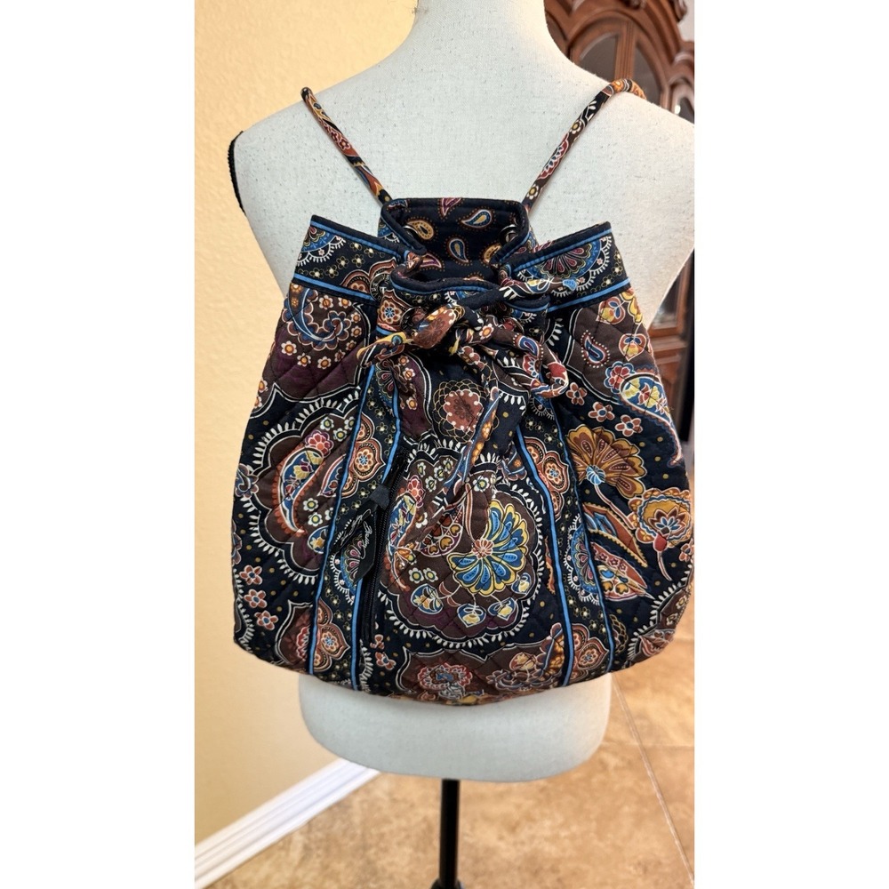 Vera Bradley Kensington Paisley Drawstring Backpack Quilted Boho Bag